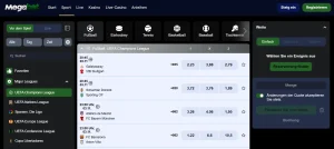 Fußballwettbewerbe und Ergebnisquoten bei MegaBet