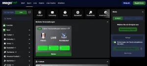 Live-Navigation im Sportbereich von MegaBet