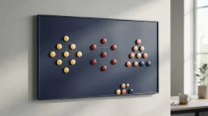 Magnettafel mit farbigen geometrisch angeordneten Markierungen